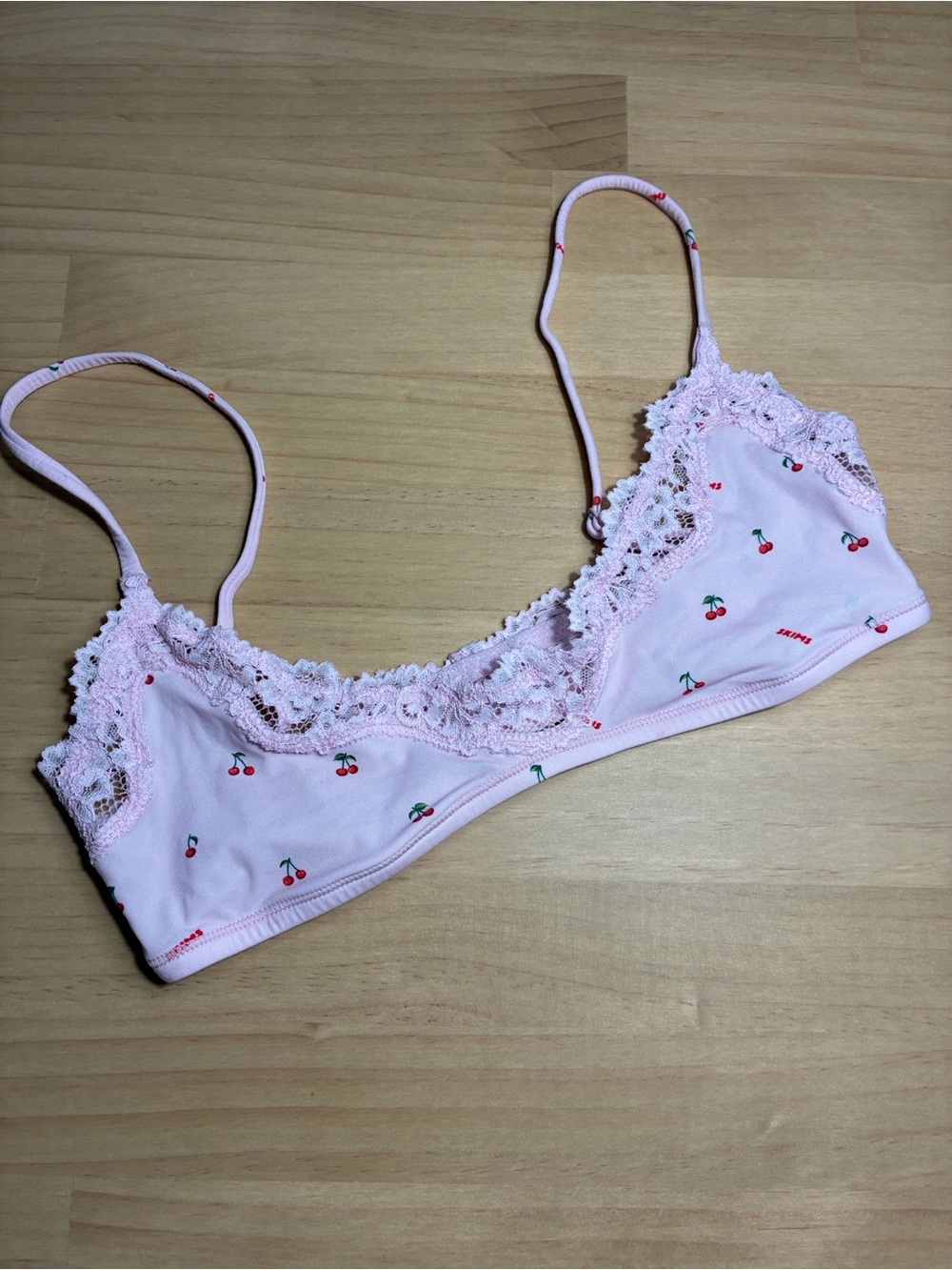 Skims Fits Everybody Lace Scoop Bralette Pink Cherry Blossoms XS